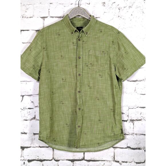 PRANA 100% Organic Cotton Button-Front Shirt Outdoors Camping Fishing Large Slim - Picture 1 of 6